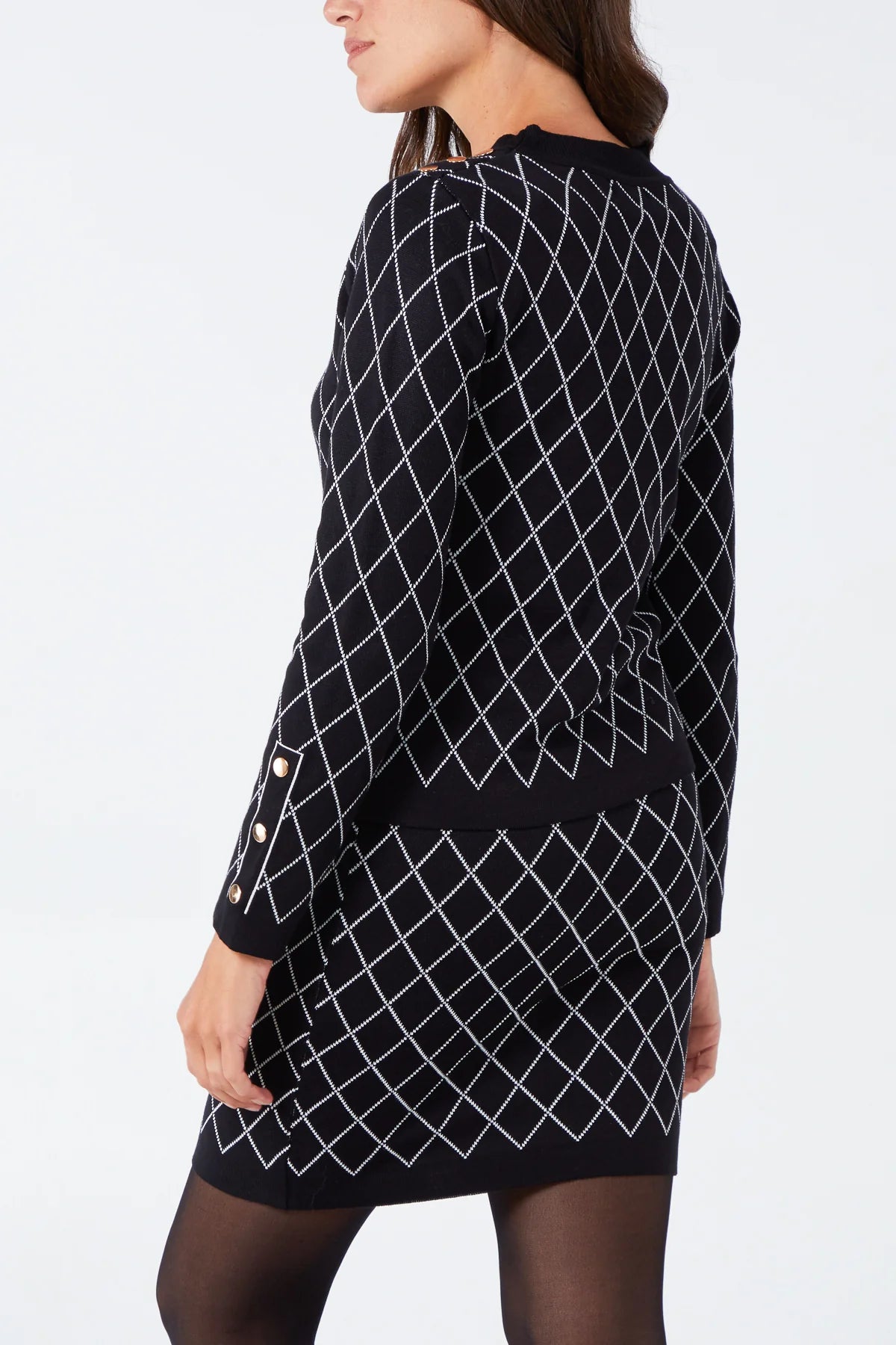 Marley Diamond Pattern Knit Top & Skirt