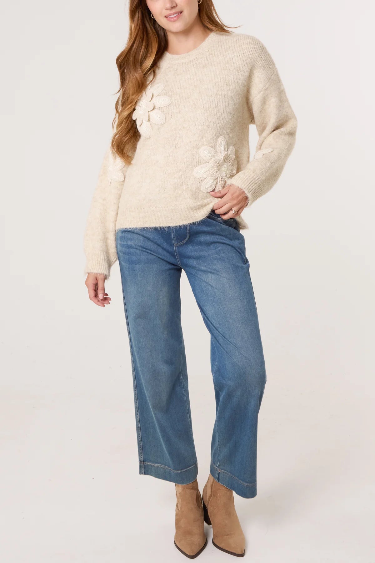 Chrissy Stella Flock Floral Jumper