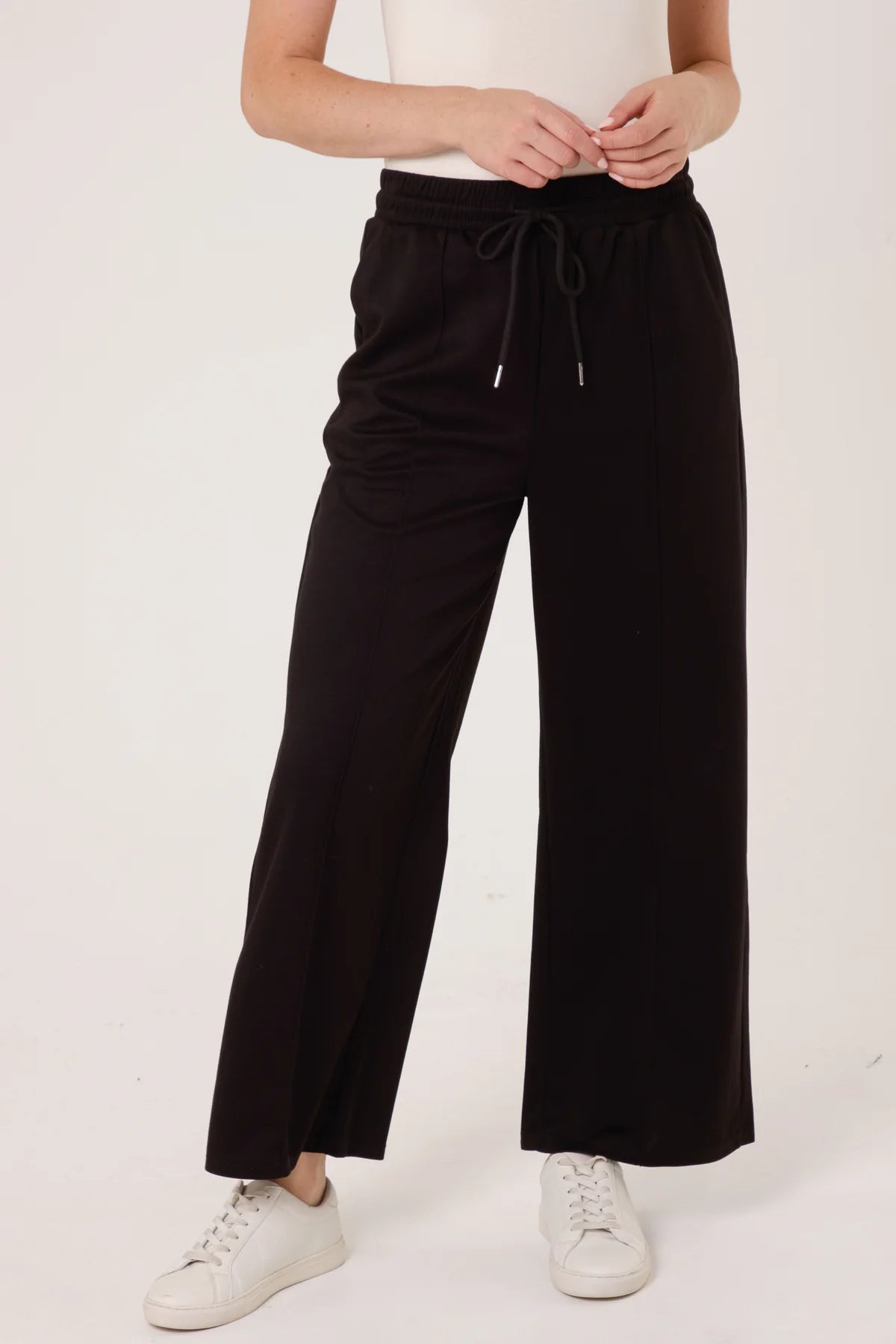 Cheryl Pin Tuck Wide Leg Jogger Trousers