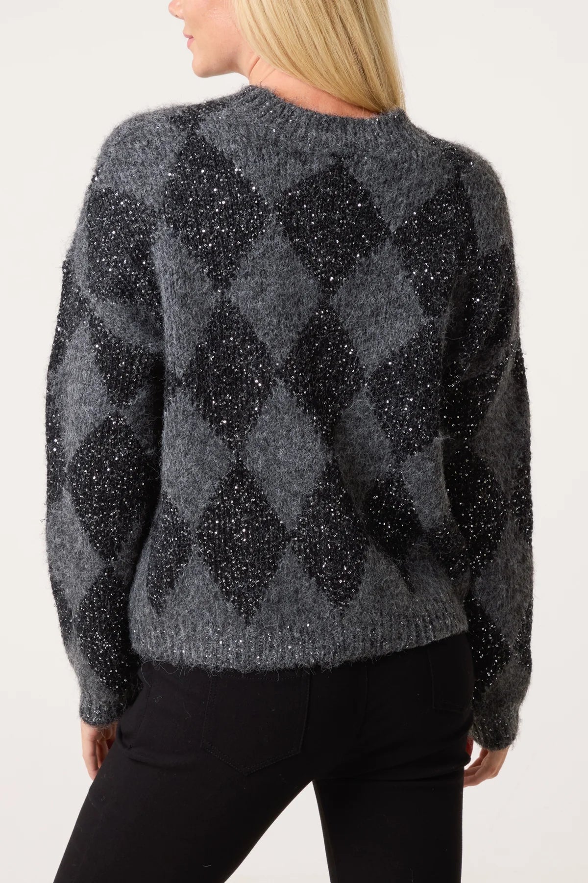 Angie Glitter Argyle Diamond Jumper