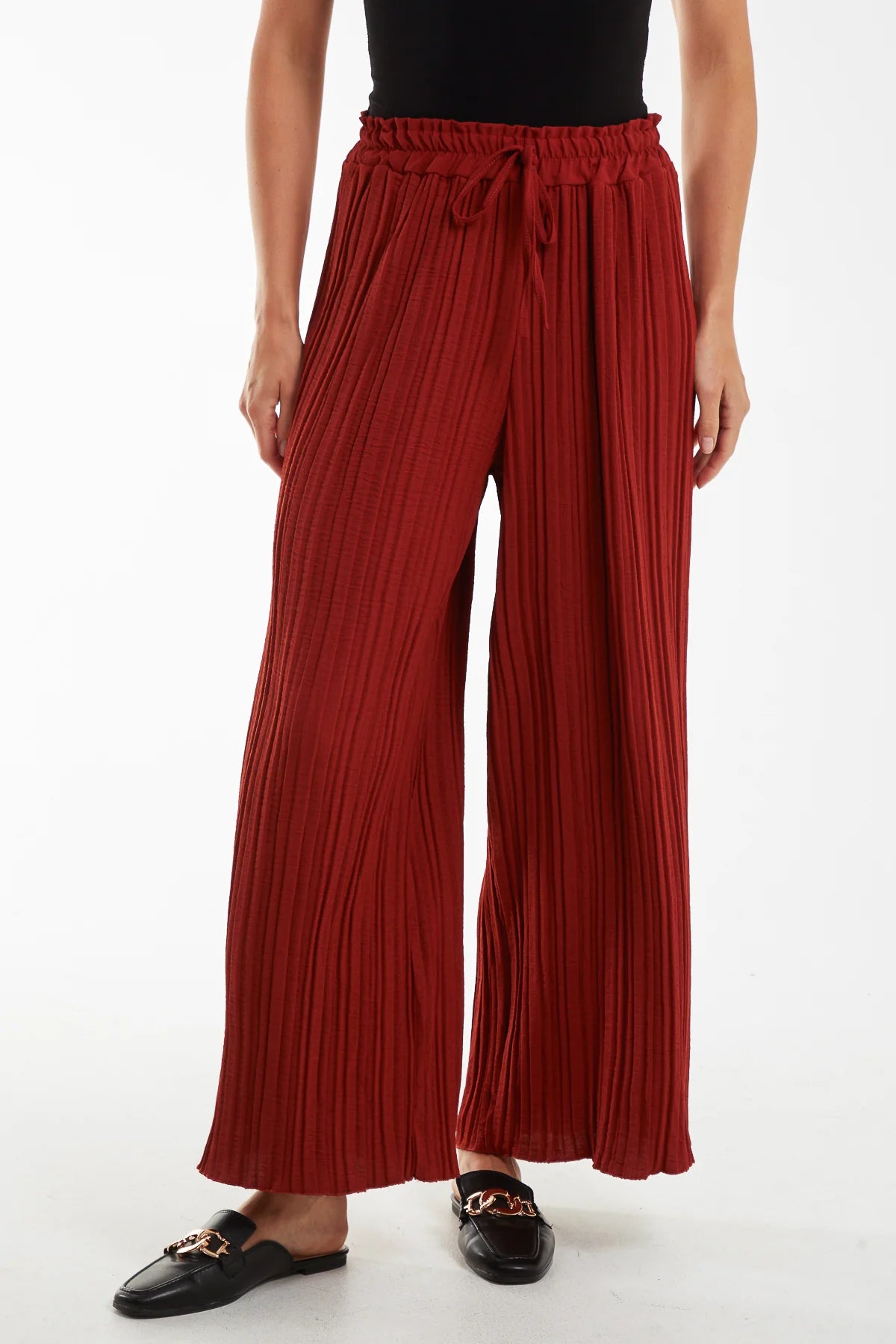 Asha Wide Leg Plisse Trousers
