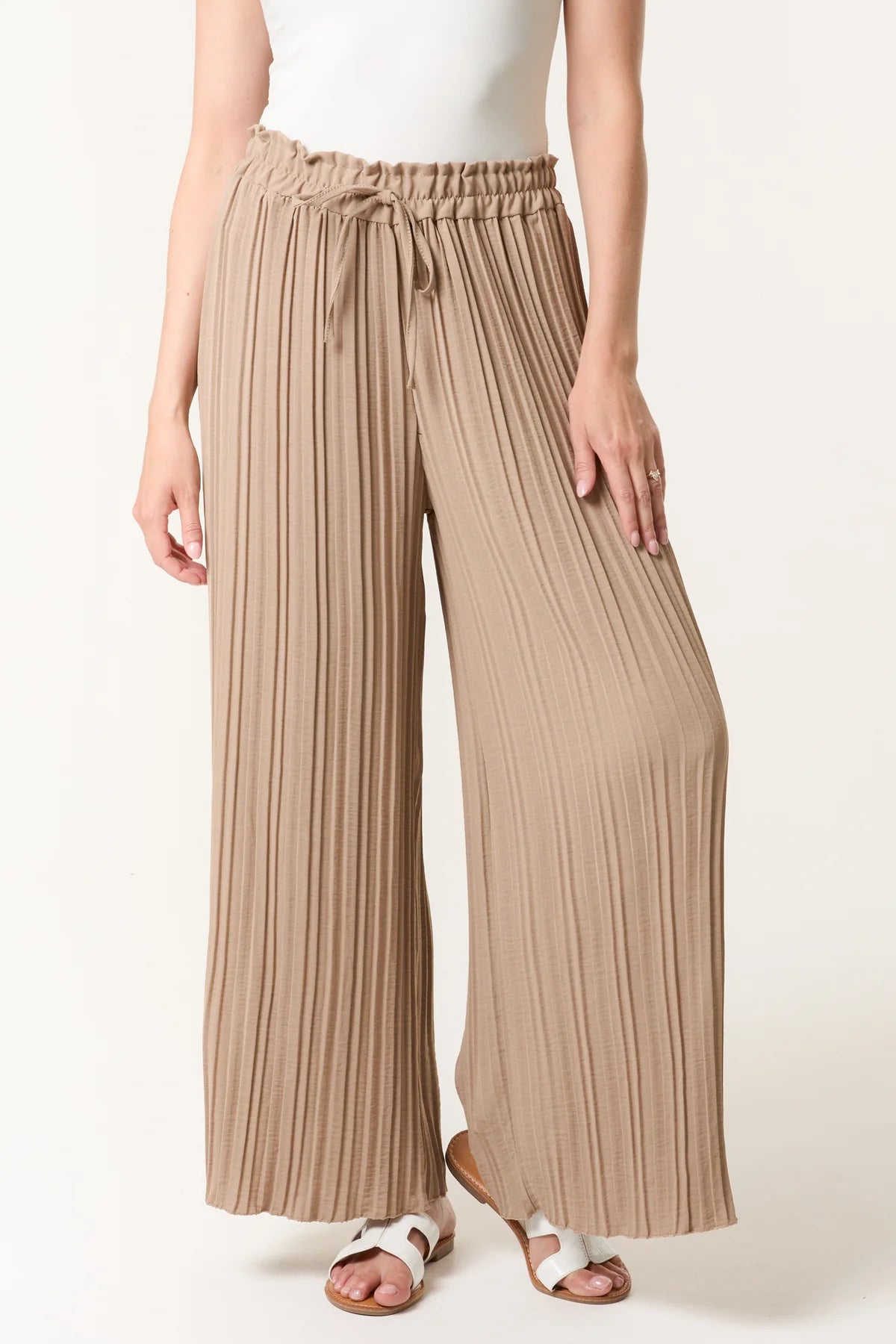 Asha Wide Leg Plisse Trousers