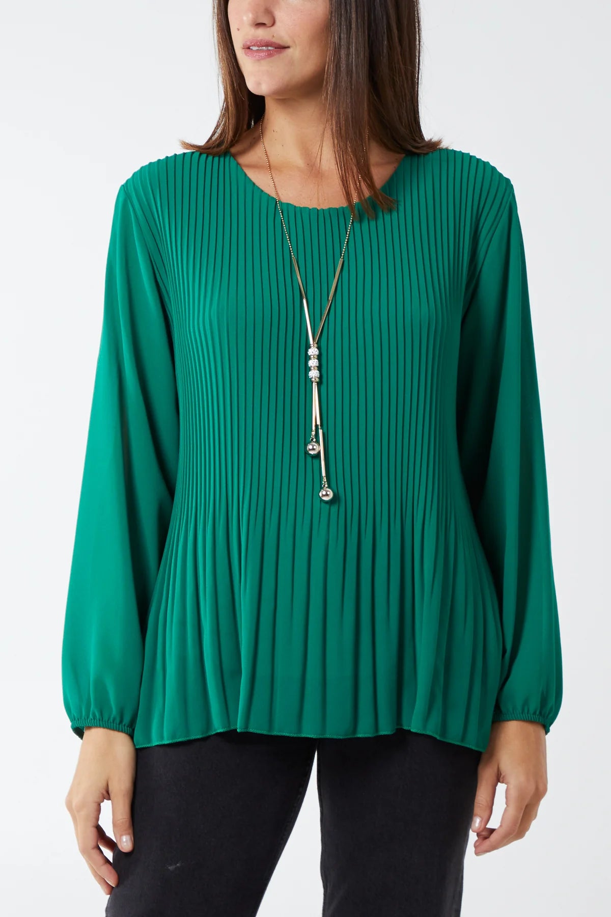 Angie Pleat Blouse Necklace Top