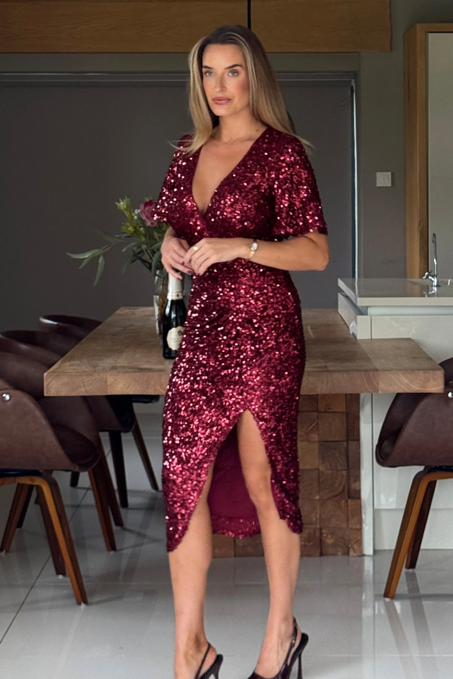 Joy Sequin Midi Dress