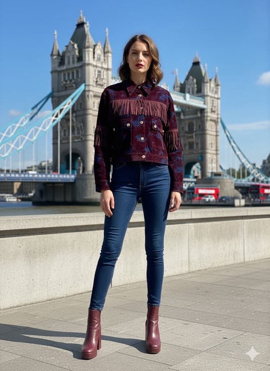 Macy Fringe Velvet feel Jacket