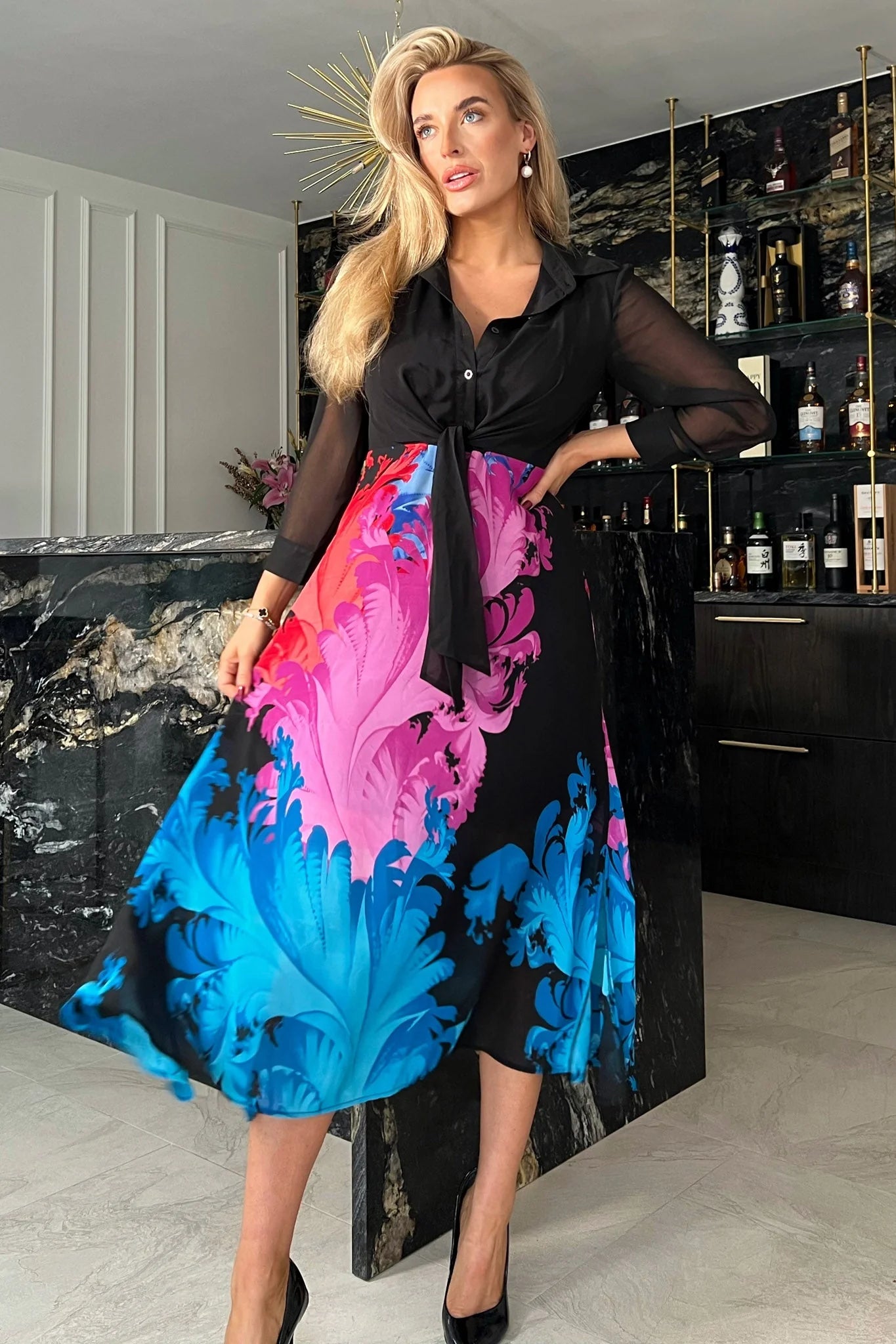 Meg Multicolour Splash Midi Dress