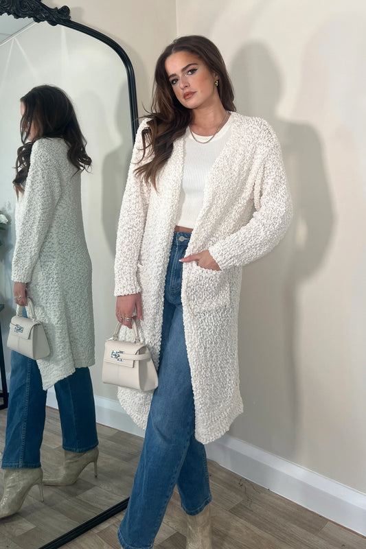 Tia Longline Boucle Cardigan