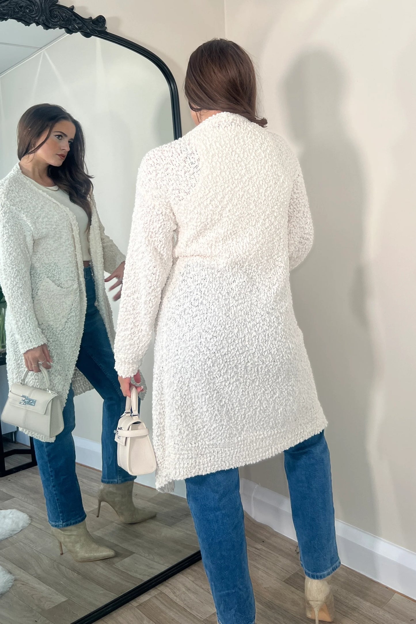 Tia Longline Boucle Cardigan