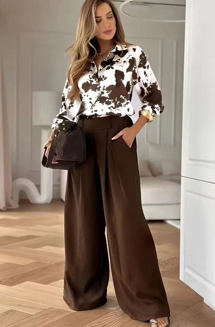 Nerine Animal Print Silky Feel Shirt Blouse