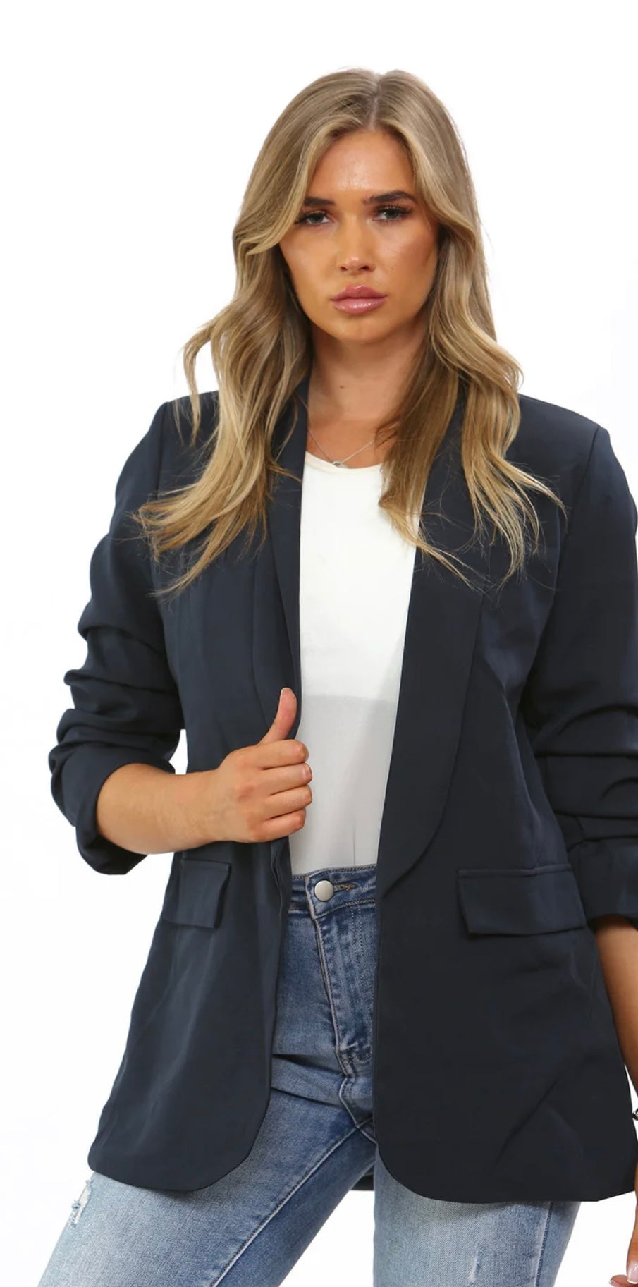 Liddia Ruched Sleeve Blazer