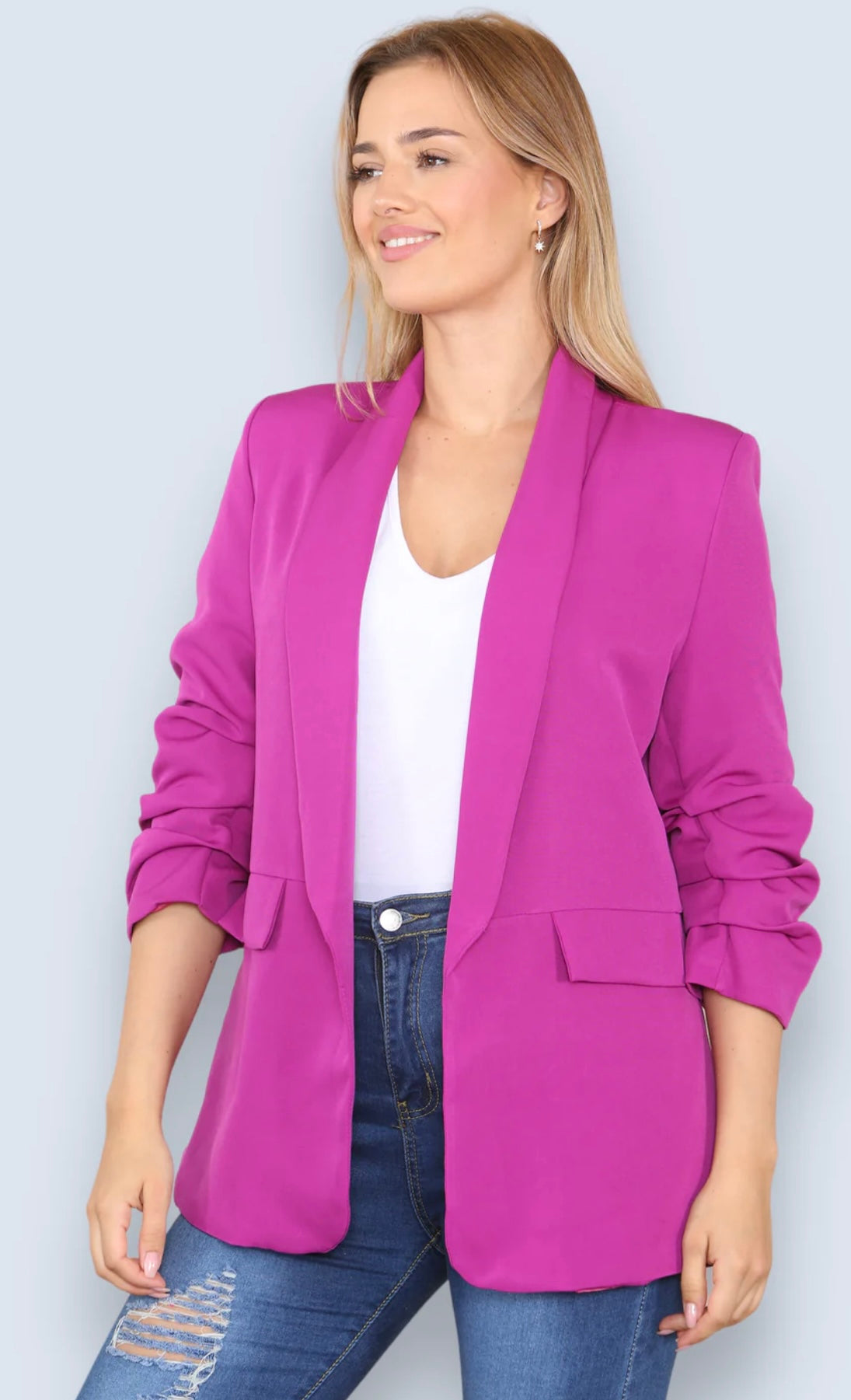 Liddia Ruched Sleeve Blazer