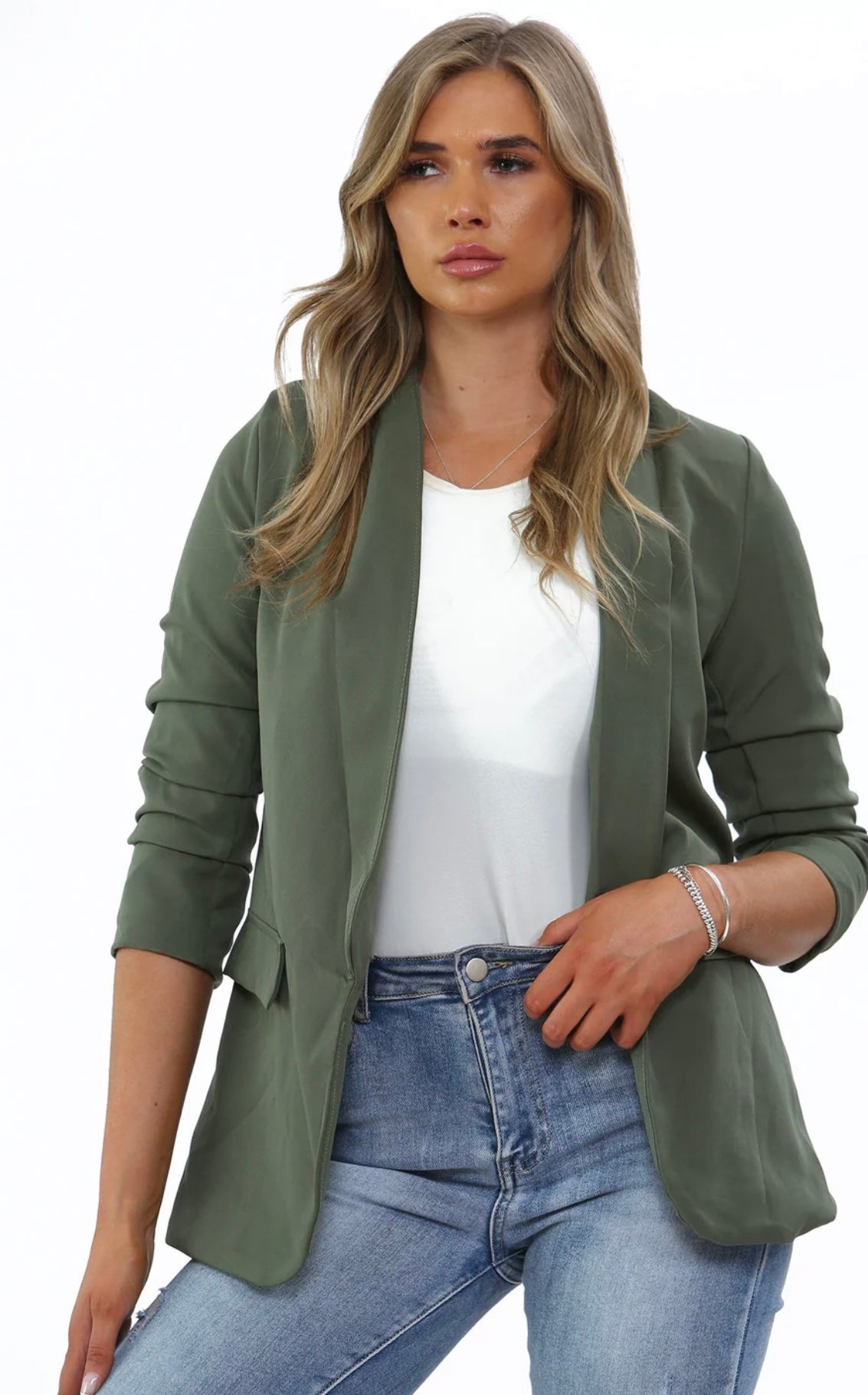 Liddia Ruched Sleeve Blazer