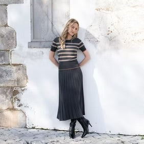 Marble - Soft Knit Pleat Skirt - 7176