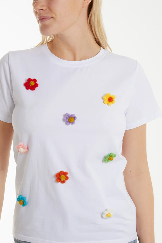 Tanya Flocked Flower T-shirt