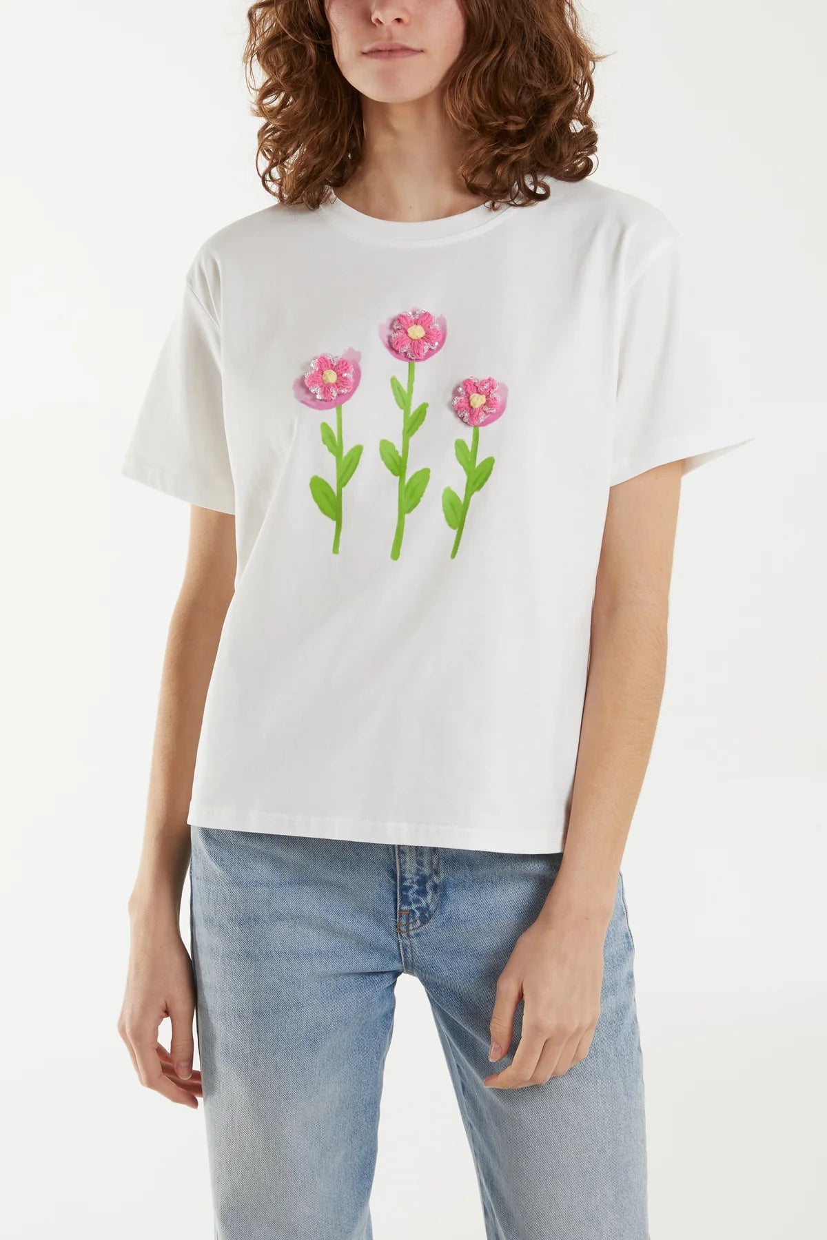 Gina Embellished Flock Flower T-shirt