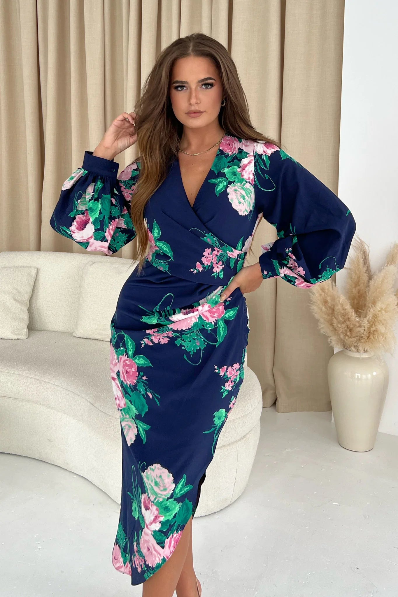 Rosa Floral Wrap Asymmetric Dress