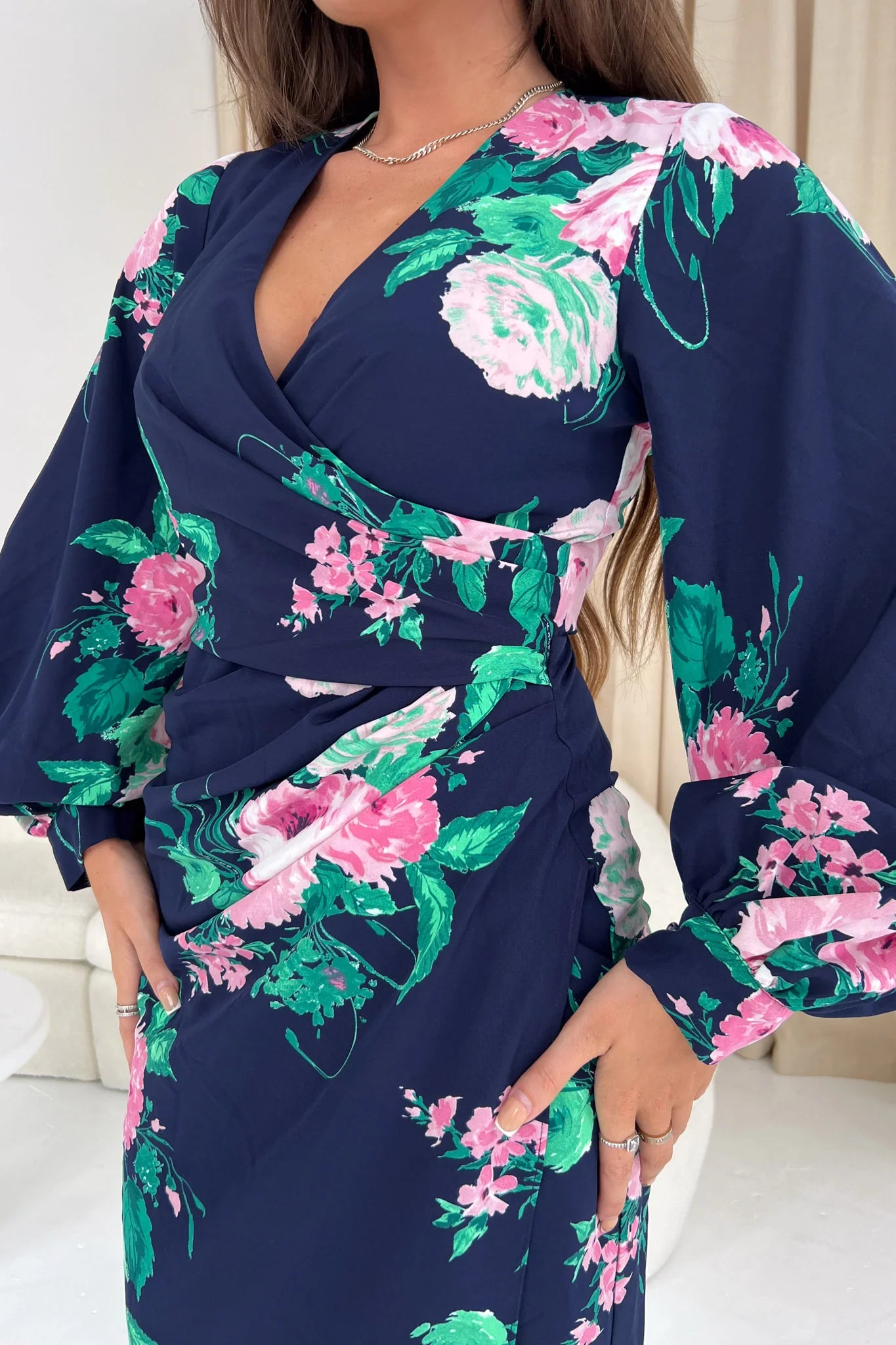 Rosa Floral Wrap Asymmetric Dress