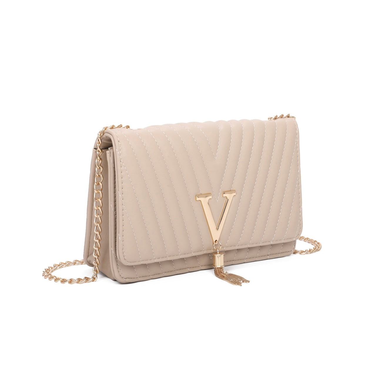 Quilted V Tassel Bag
