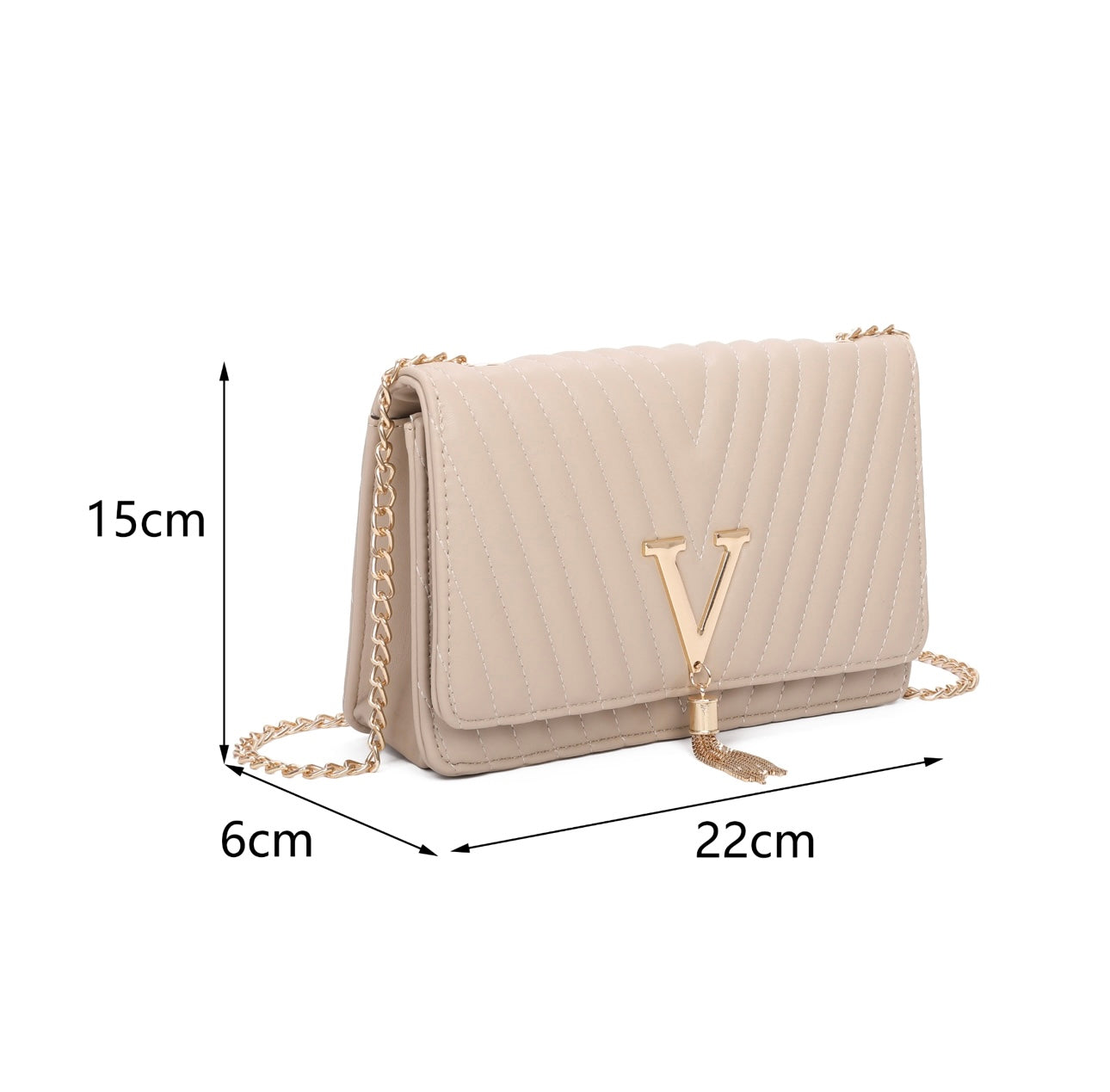 Quilted V Tassel Bag