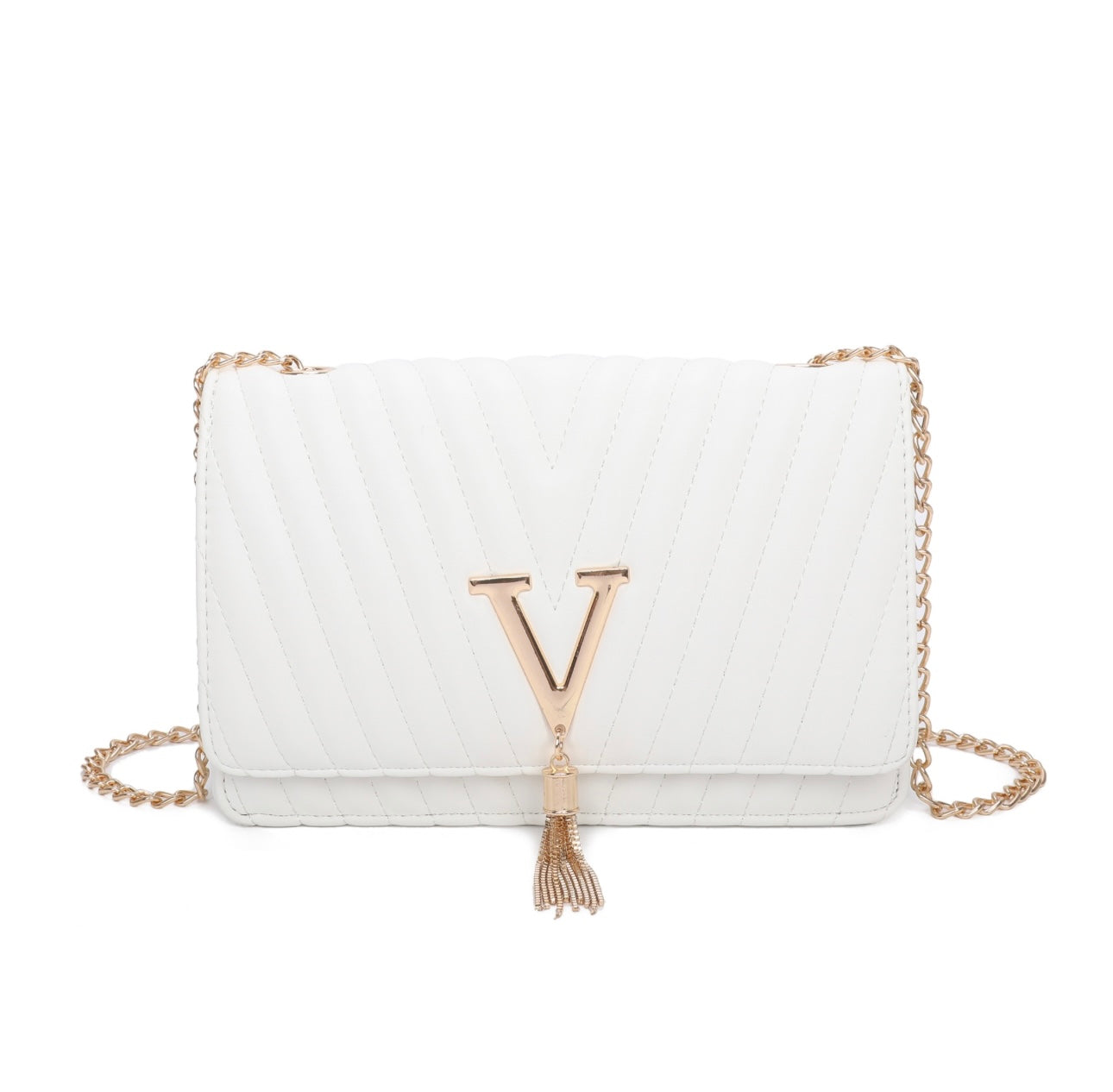 Quilted V Tassel Bag