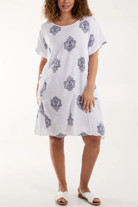 Jakarta Cotton Contrast Print Dress