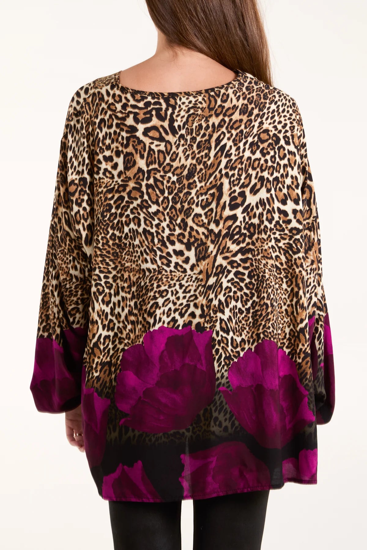 Marnie Leopard & Flower Print Oversize Top