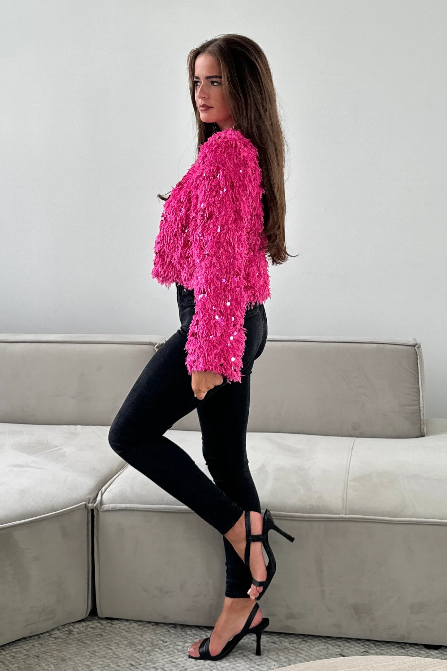 Monroe Sequin Cropped Cardigan