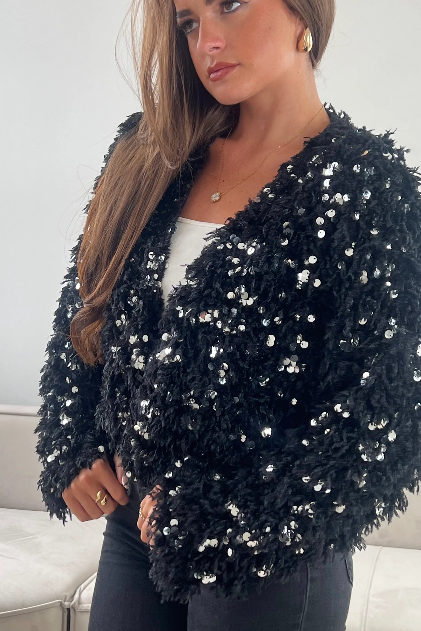 Monroe Sequin Cropped Cardigan