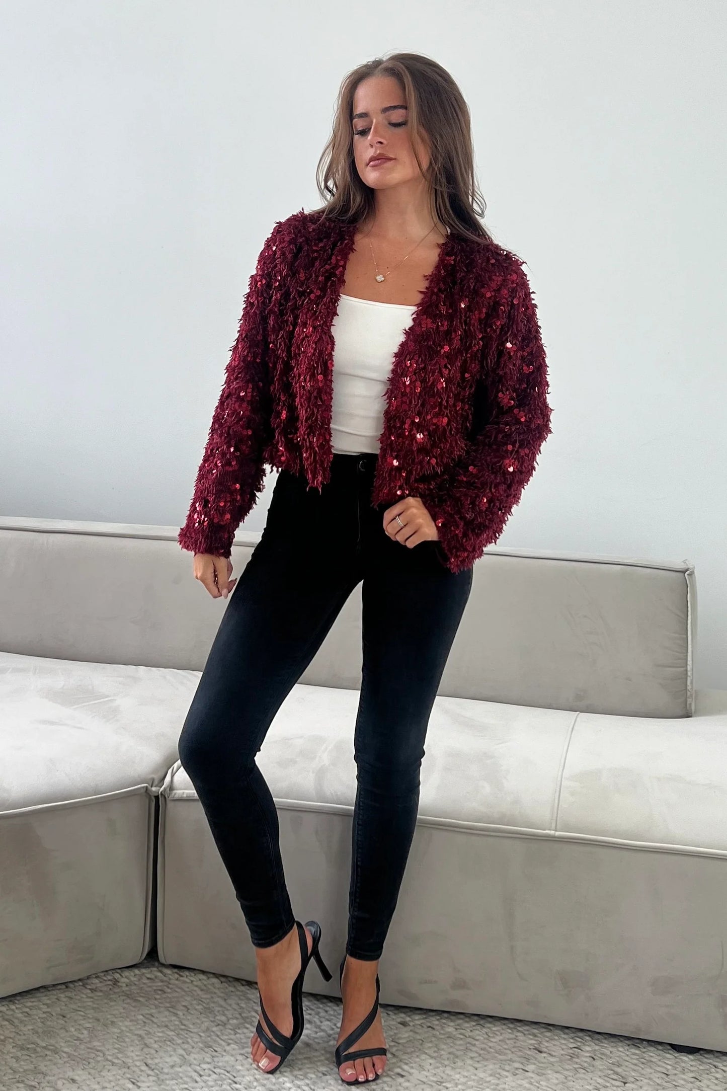 Monroe Sequin Cropped Cardigan