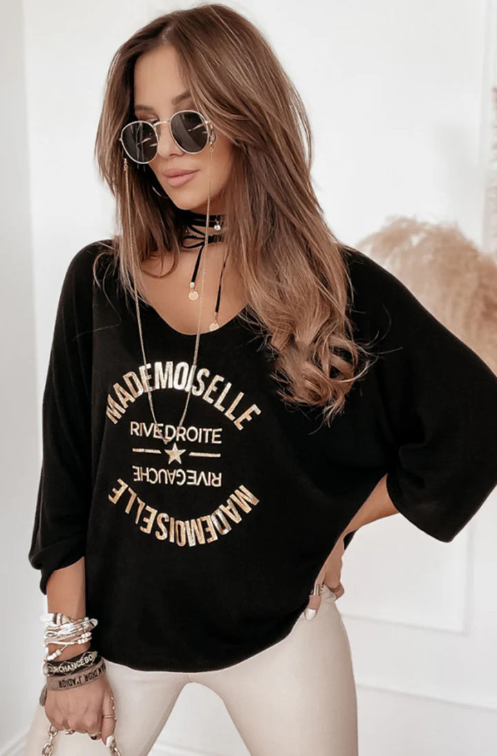 Krystina Metallic Graphic Knit Top