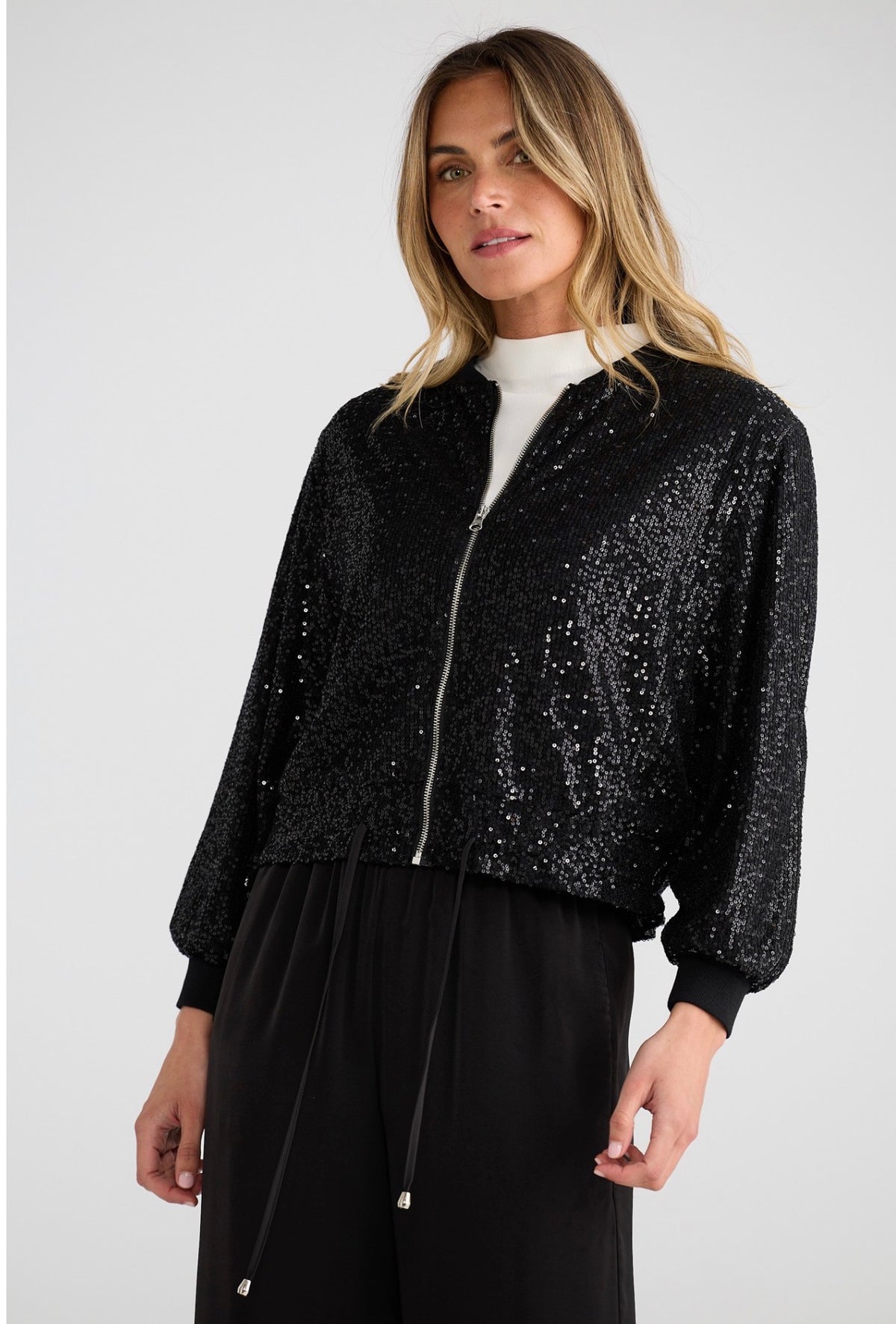 Brave & True Jazzy Sequin Bomber Jacket