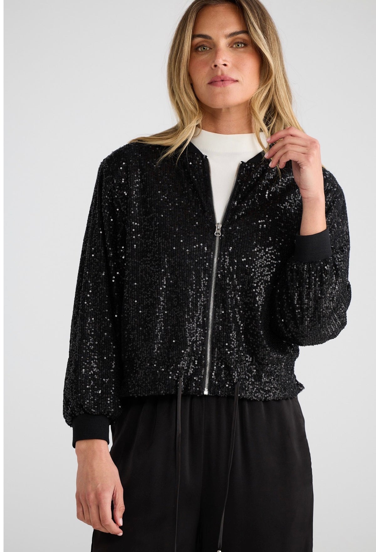 Brave & True Jazzy Sequin Bomber Jacket