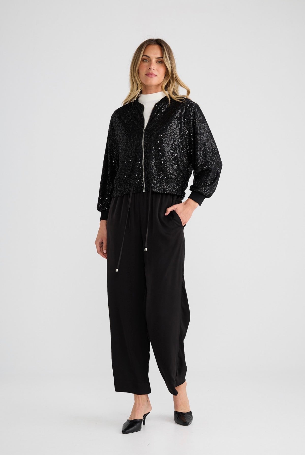 Brave & True Jazzy Sequin Bomber Jacket