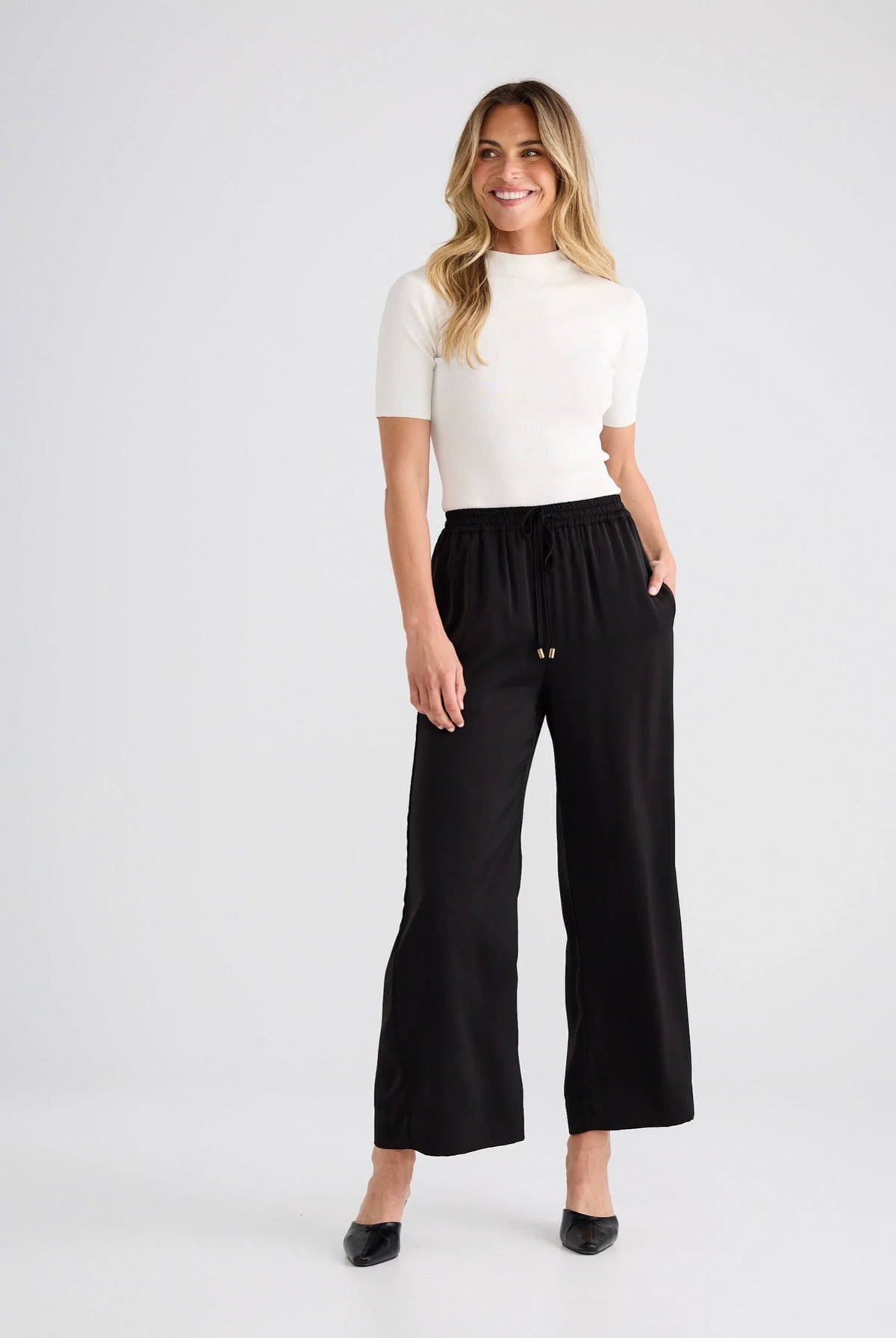 Brave & True Greer Black Satin Trouser