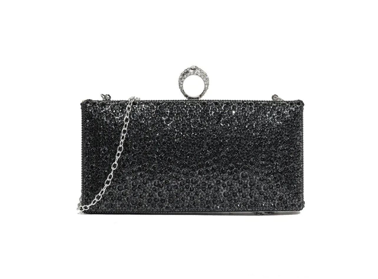 Hard Compact Diamantés Clutch Bag