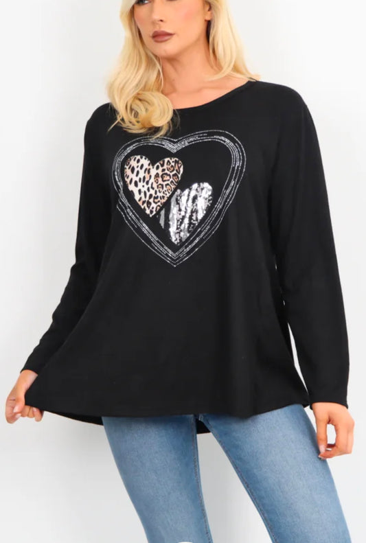 Marelle Diamante Heart Jumper Top