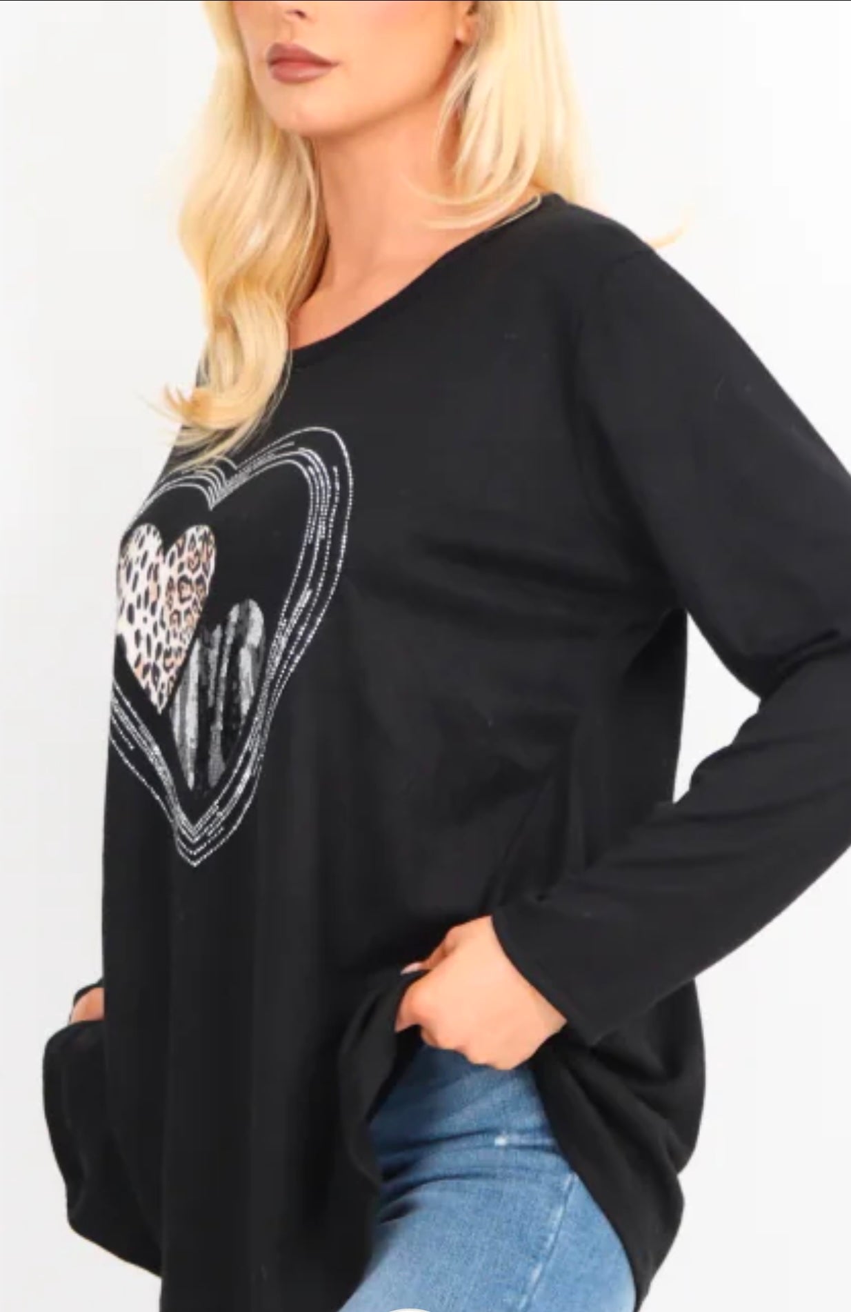 Marelle Diamante Heart Jumper Top
