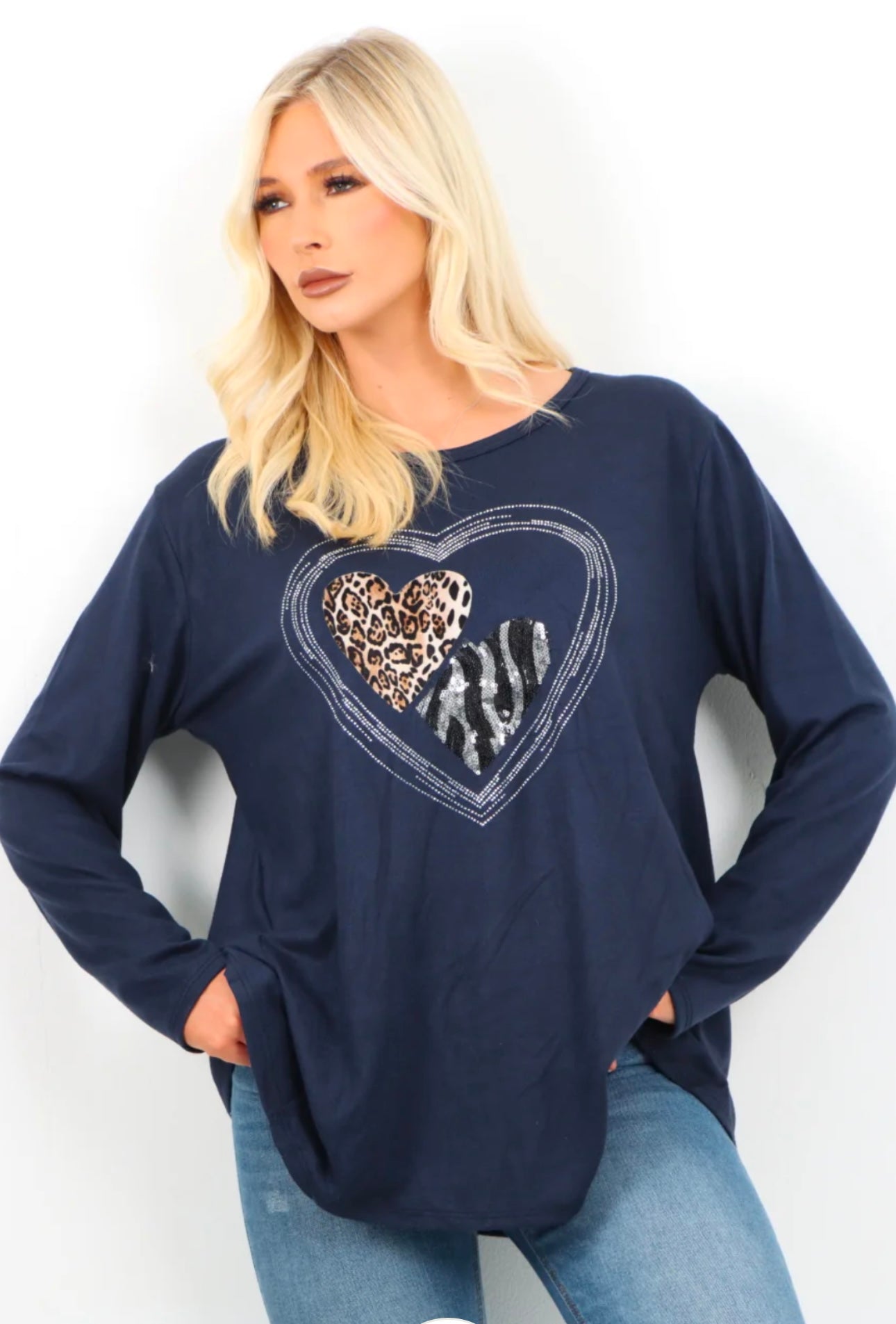Marelle Diamante Heart Jumper Top