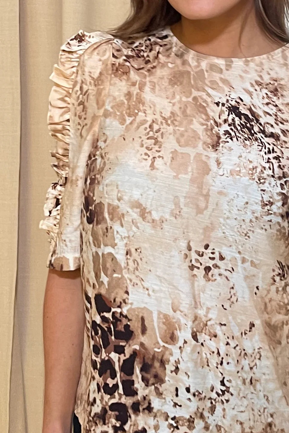 Iris Animal Print Frill Sleeve Top