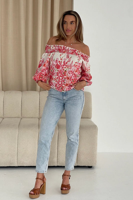 Maddie Floral Bardot Top