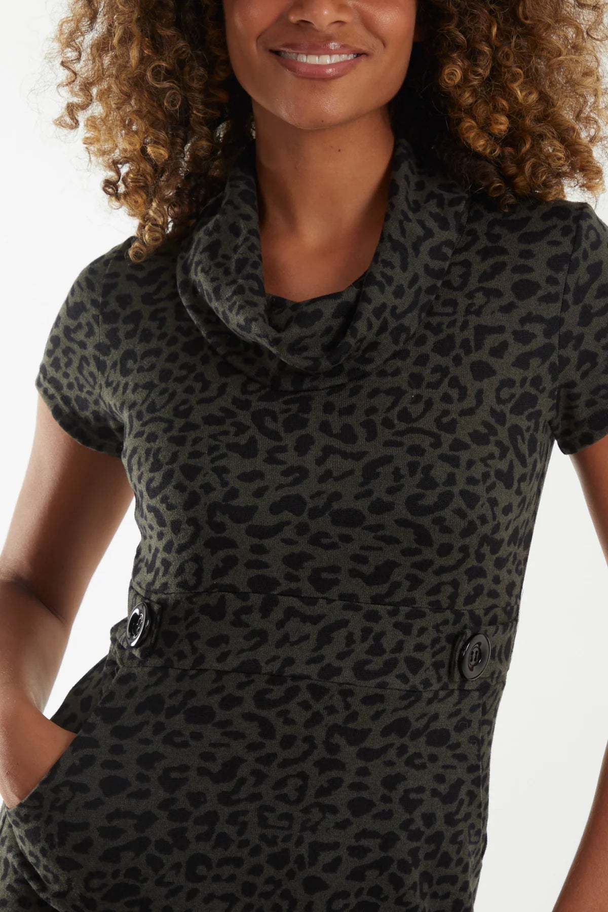 Lucia Cowl Neck Animal Print Dressing