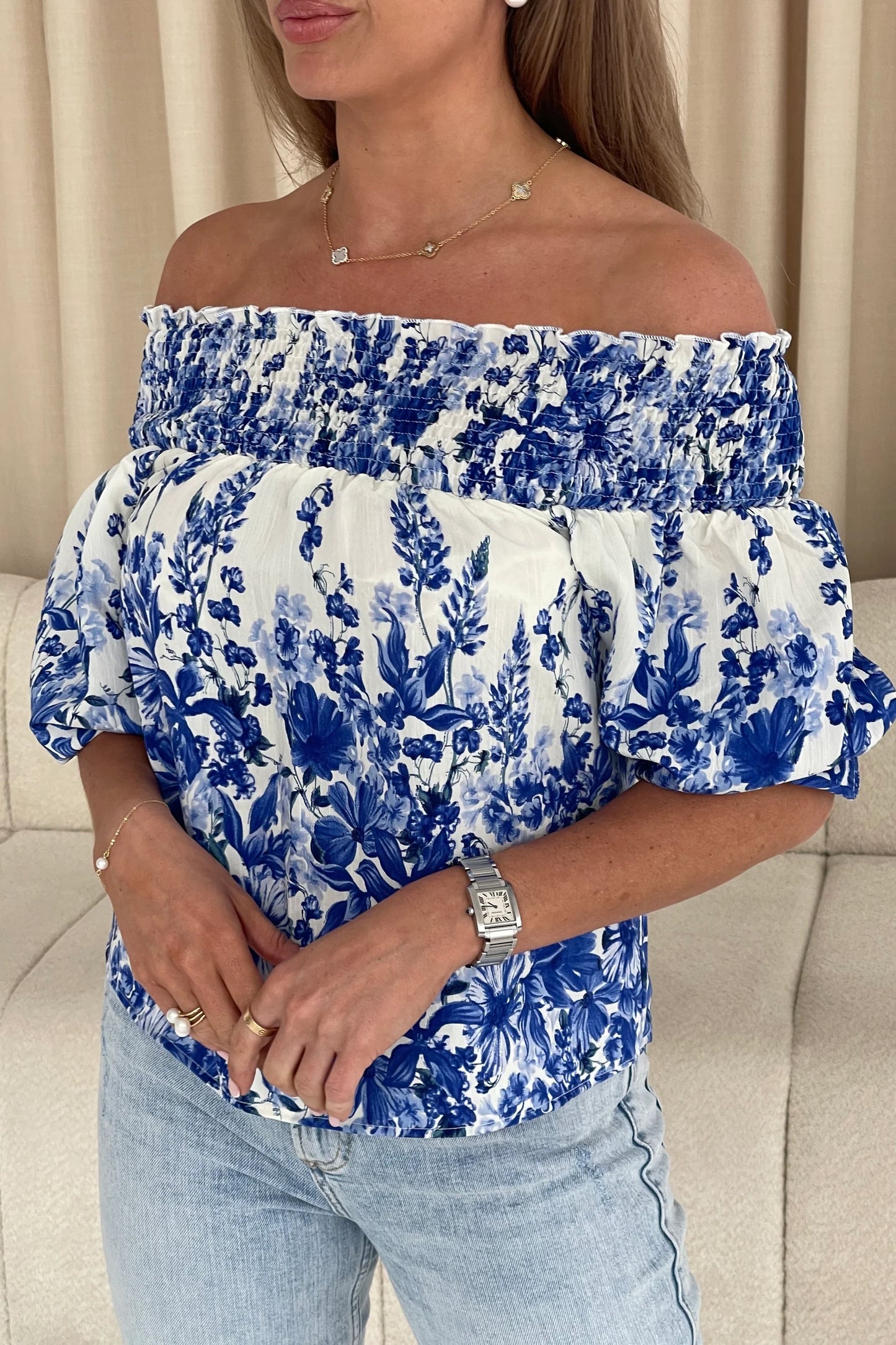 Maddie Floral Bardot Top
