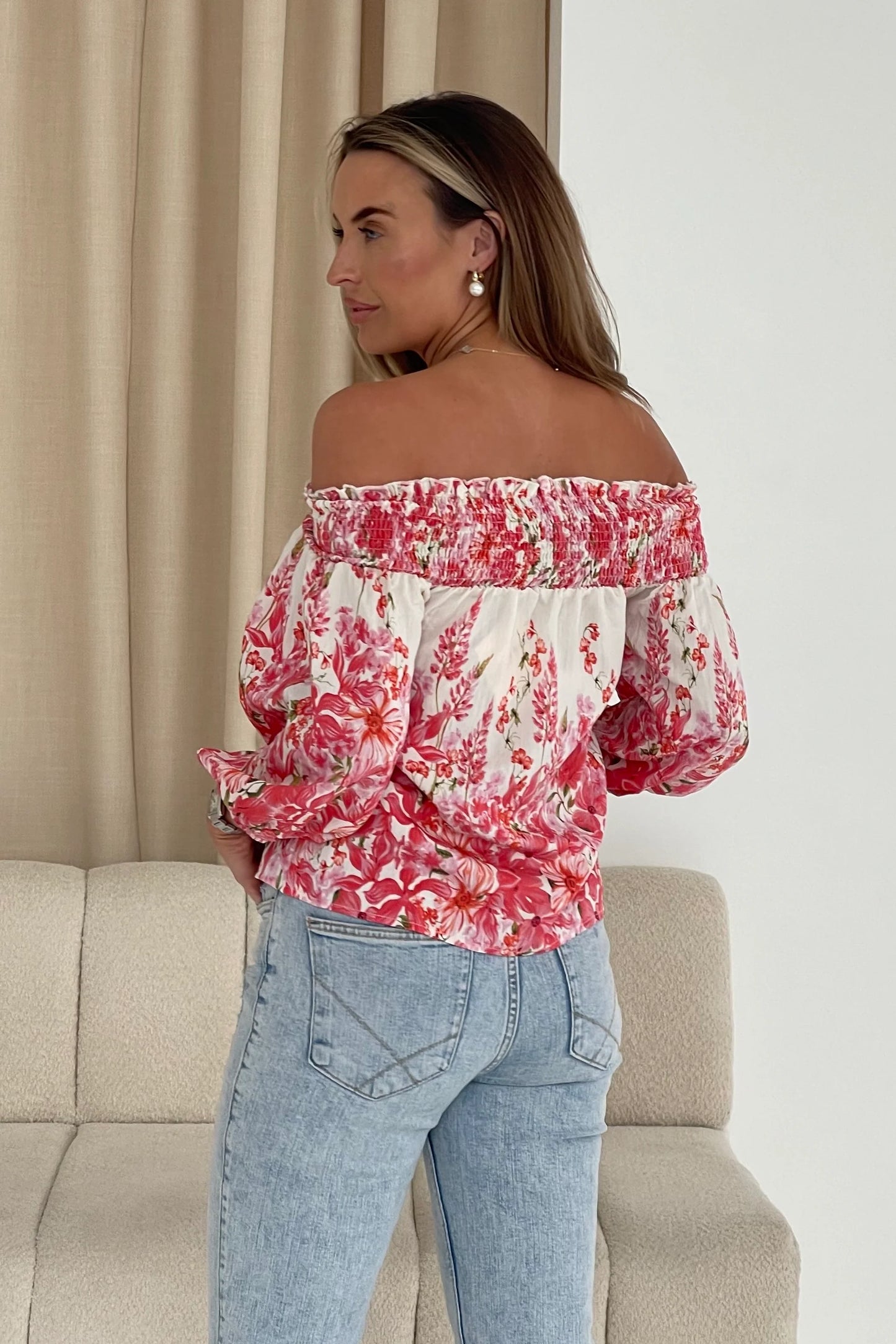 Maddie Floral Bardot Top