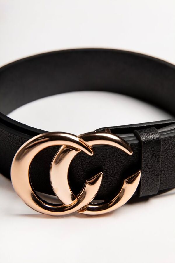 CC Buckle Faux Leather Belt