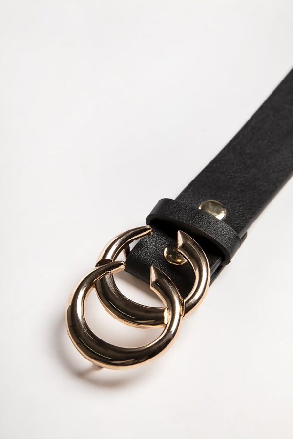 CC Buckle Faux Leather Belt
