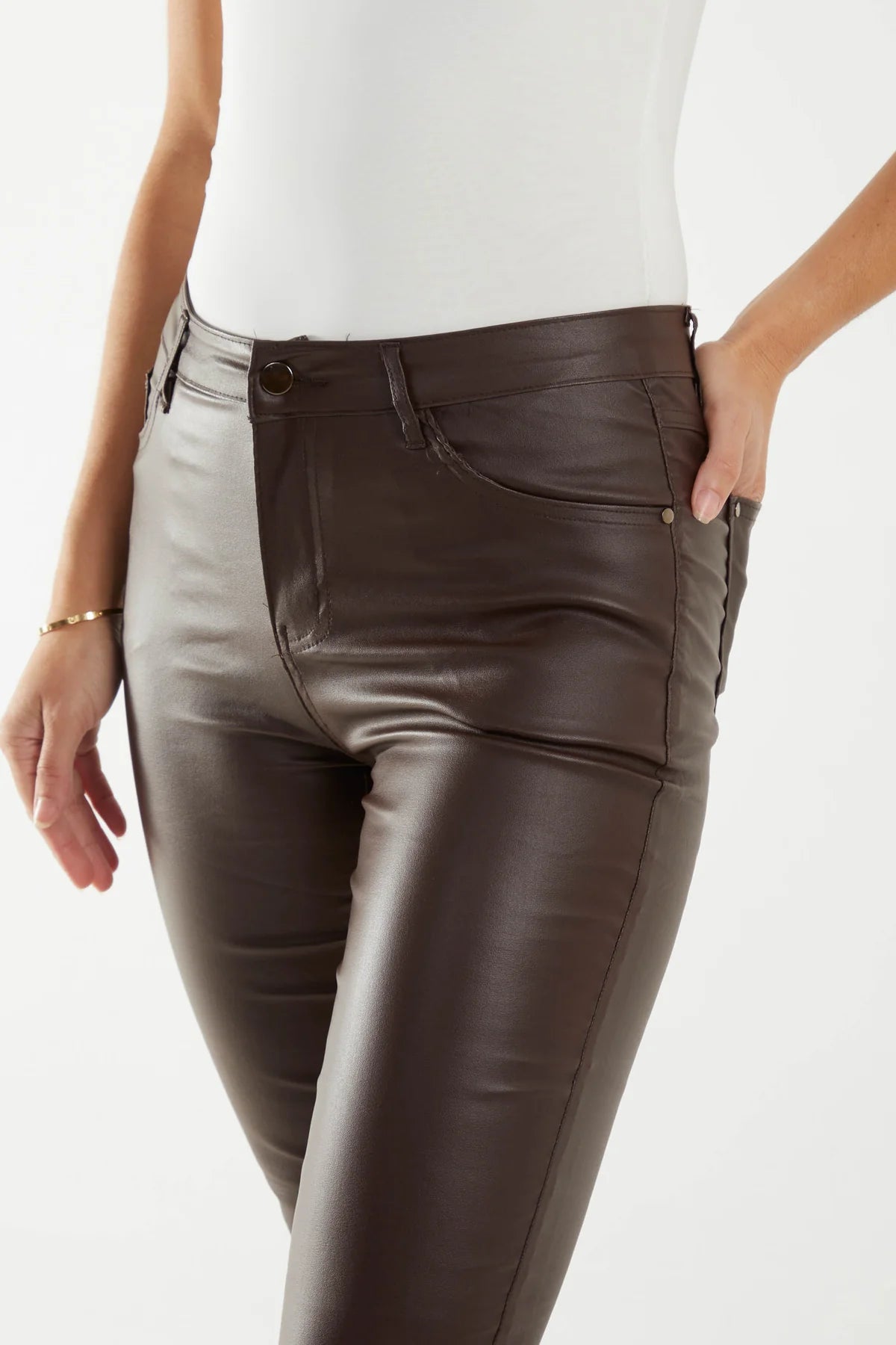 Willow Faux Leather Mid Rise Jeans