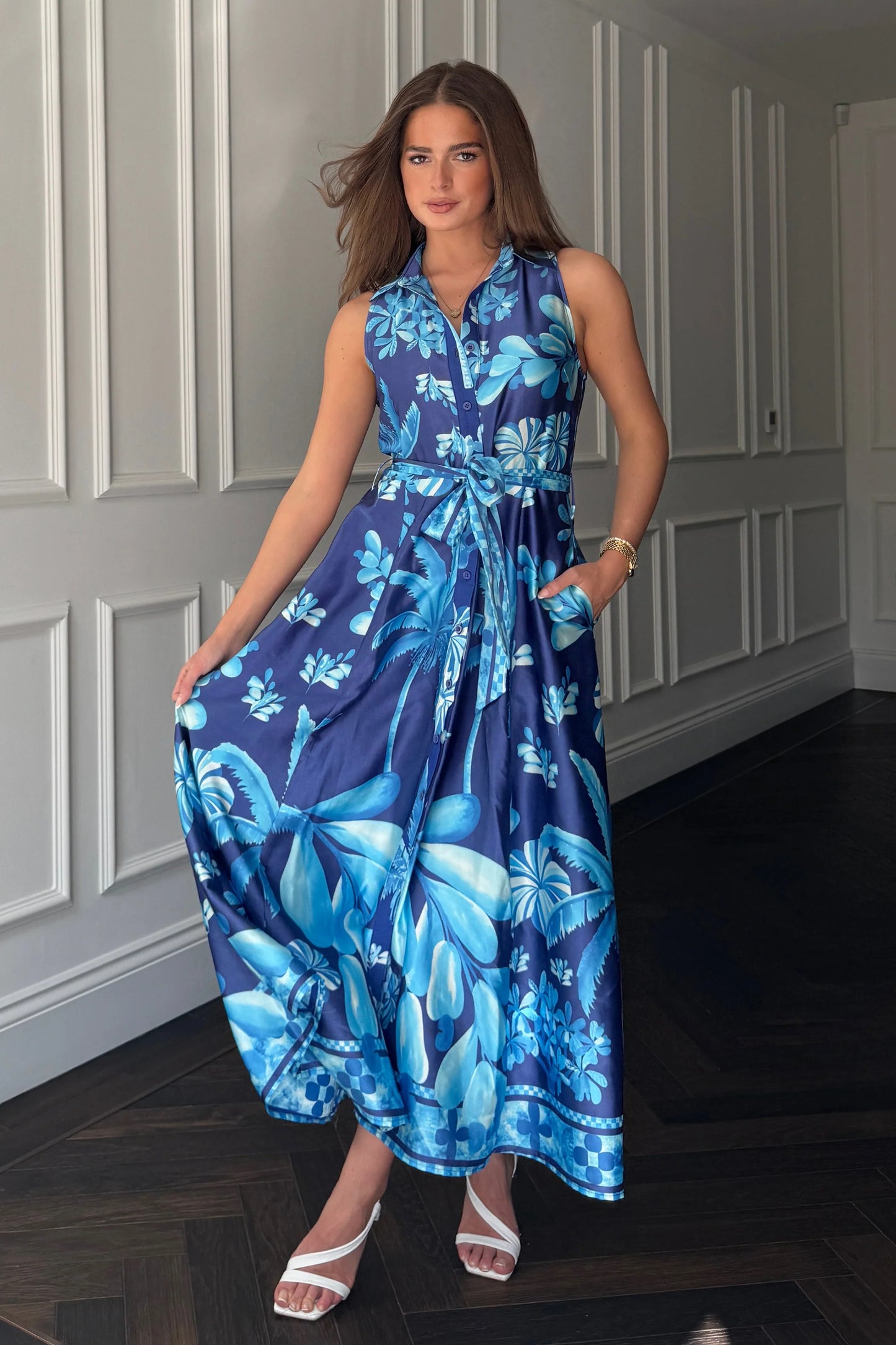 Panama Sleeveless Maxi Shirt Dress