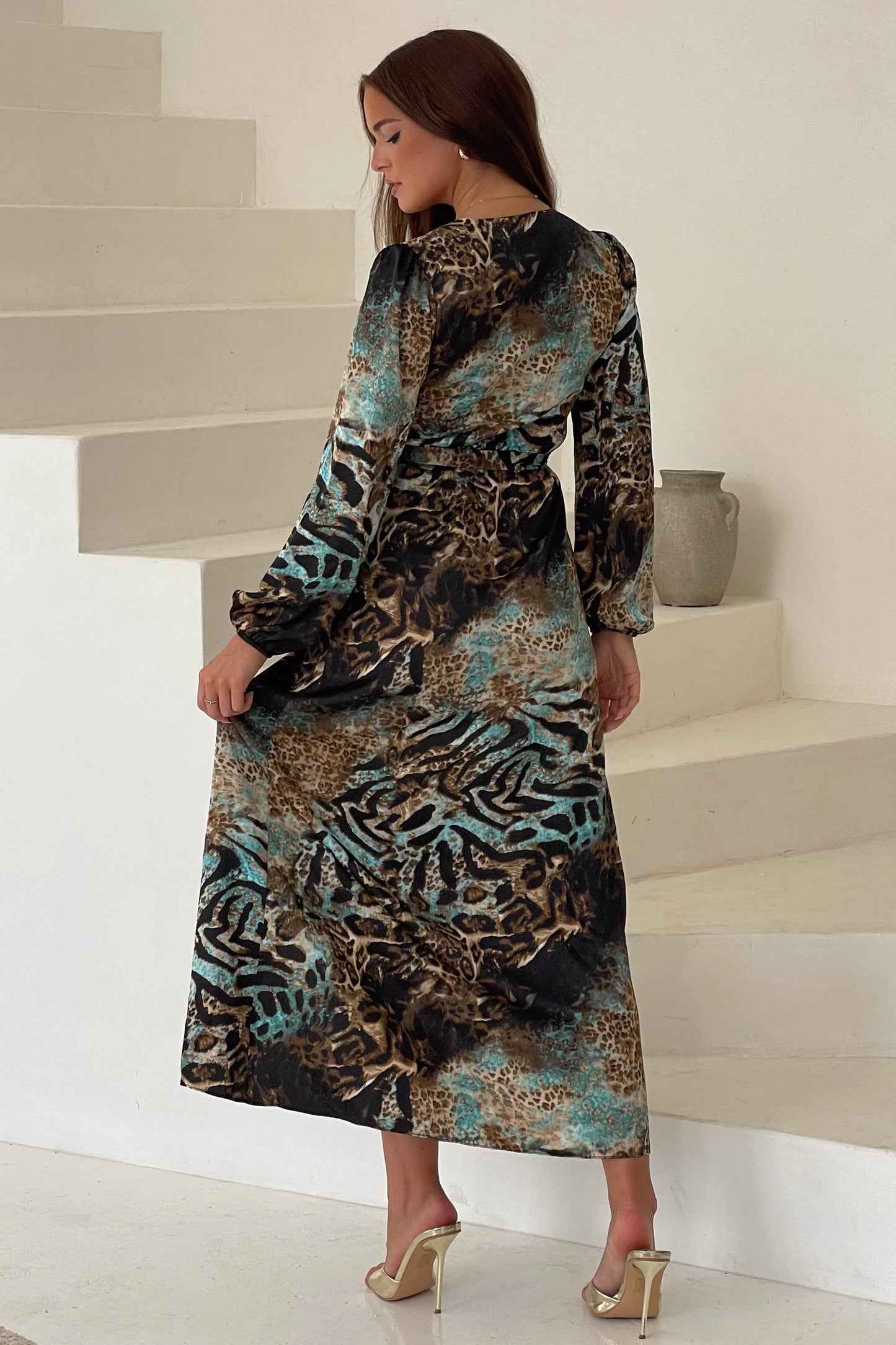 Shawna Animal Print Wrap Dress