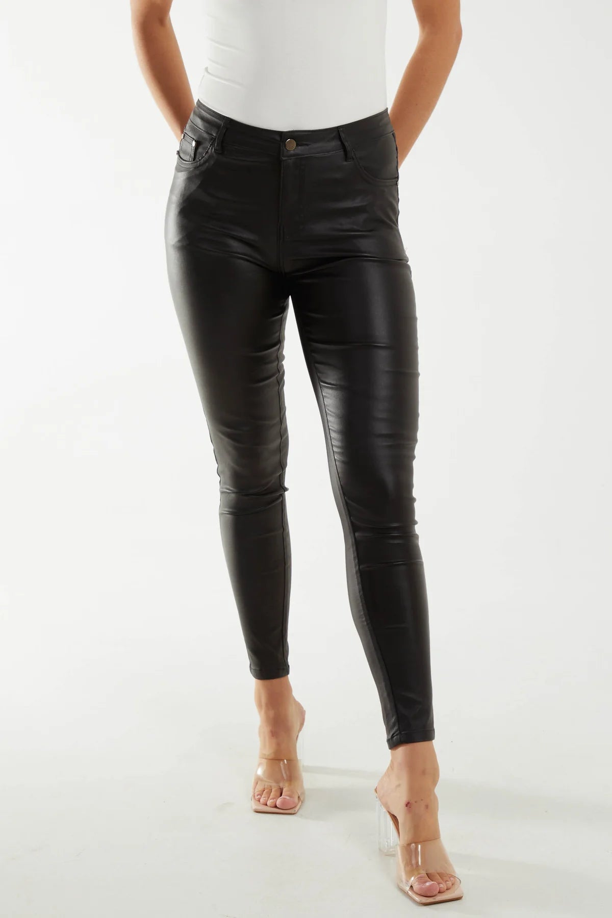Willow Faux Leather Mid Rise Jeans
