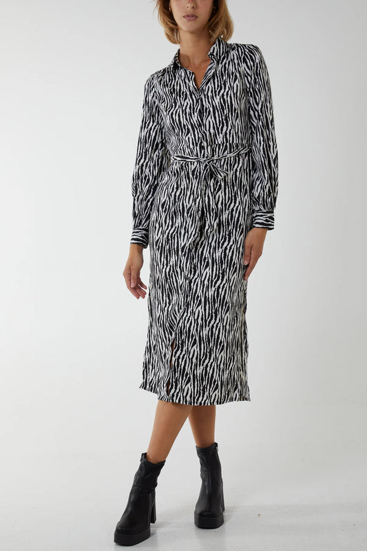 Stevie Zebra Shirt Dress